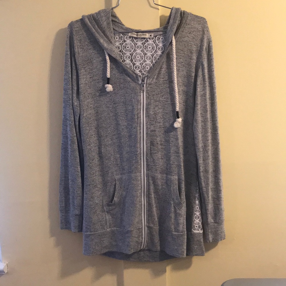 Hooded sweater.